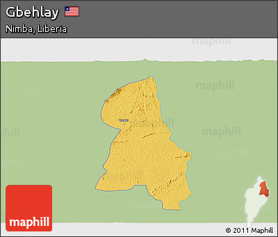 Savanna Style 3D Map of Gbehlay, single color outside