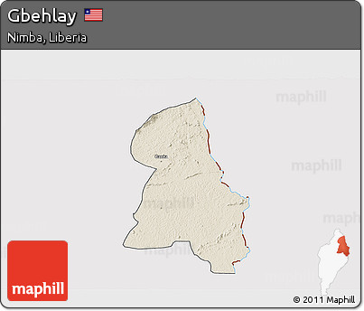 Shaded Relief 3D Map of Gbehlay, cropped outside