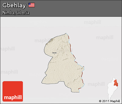 Shaded Relief 3D Map of Gbehlay, cropped outside
