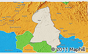 Shaded Relief 3D Map of Gbehlay, political outside