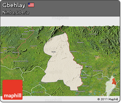 Shaded Relief 3D Map of Gbehlay, satellite outside