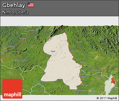 Shaded Relief 3D Map of Gbehlay, satellite outside