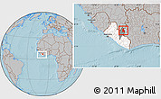 Gray Location Map of Gbehlay, highlighted country, highlighted parent region, within the entire country, hill shading