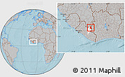 Gray Location Map of Gbehlay, highlighted parent region, hill shading