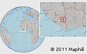 Gray Location Map of Gbehlay, hill shading