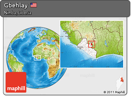 Physical Location Map of Gbehlay, highlighted country