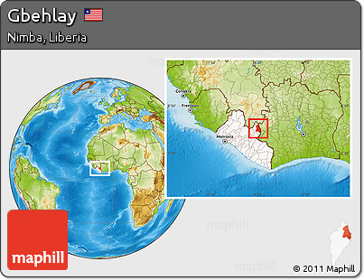 Physical Location Map of Gbehlay, highlighted country
