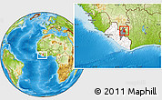Physical Location Map of Gbehlay, highlighted country, highlighted parent region, within the entire country