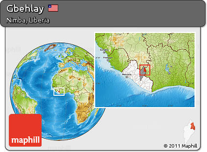 Physical Location Map of Gbehlay, highlighted country, highlighted parent region