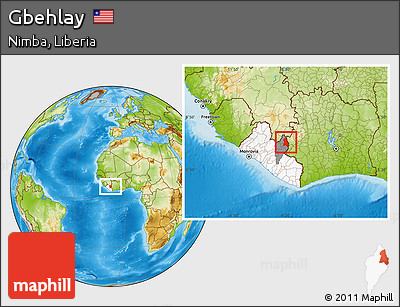 Physical Location Map of Gbehlay, highlighted country, highlighted parent region