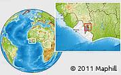 Physical Location Map of Gbehlay, highlighted country, highlighted parent region