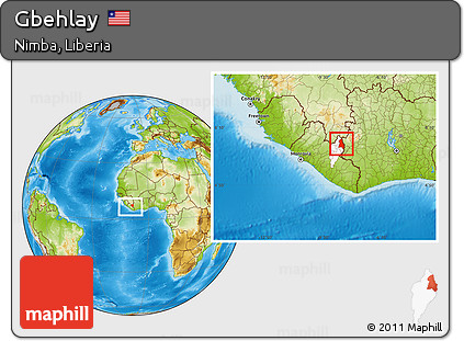 Physical Location Map of Gbehlay, highlighted parent region, within the entire country