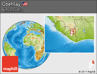 Physical Location Map of Gbehlay, highlighted parent region, within the entire country