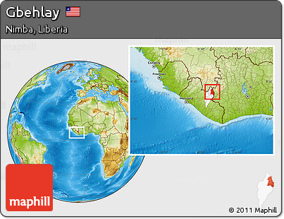 Physical Location Map of Gbehlay, highlighted parent region, within the entire country
