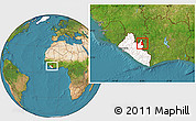 Satellite Location Map of Gbehlay, highlighted country