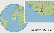 Savanna Style Location Map of Gbehlay, within the entire country