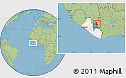 Savanna Style Location Map of Gbehlay, highlighted country, highlighted parent region, within the entire country