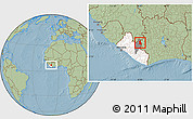 Savanna Style Location Map of Gbehlay, highlighted country, highlighted parent region, hill shading
