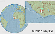 Savanna Style Location Map of Gbehlay, highlighted parent region, within the entire country, hill shading