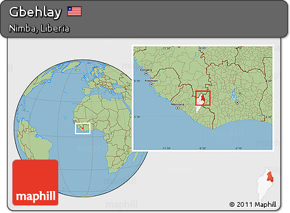 Savanna Style Location Map of Gbehlay, highlighted parent region