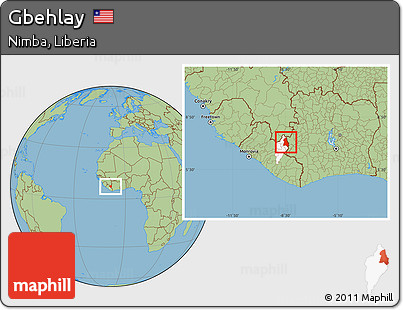 Savanna Style Location Map of Gbehlay, highlighted parent region