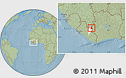 Savanna Style Location Map of Gbehlay, highlighted parent region, hill shading