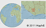 Savanna Style Location Map of Gbehlay, hill shading