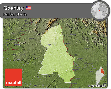 Physical Map of Gbehlay, darken