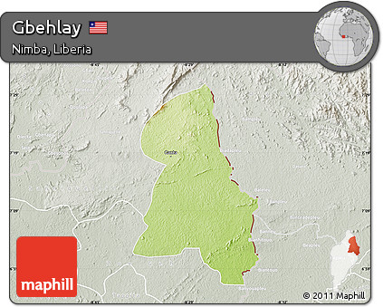 Physical Map of Gbehlay, lighten, semi-desaturated