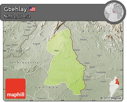 Physical Map of Gbehlay, semi-desaturated