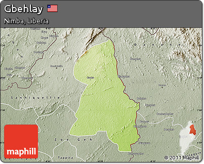 Physical Map of Gbehlay, semi-desaturated