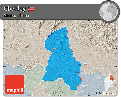 Political Map of Gbehlay, lighten, semi-desaturated