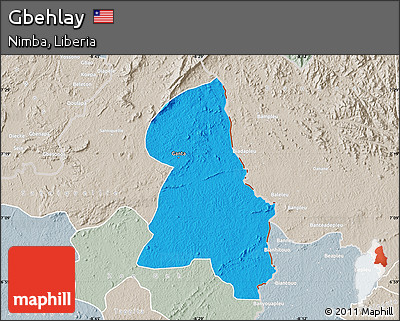 Political Map of Gbehlay, lighten, semi-desaturated