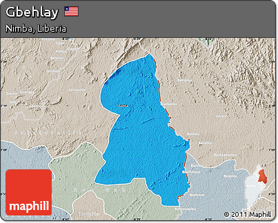 Political Map of Gbehlay, lighten, semi-desaturated