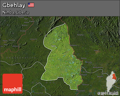 Satellite Map of Gbehlay, darken