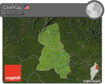 Satellite Map of Gbehlay, darken