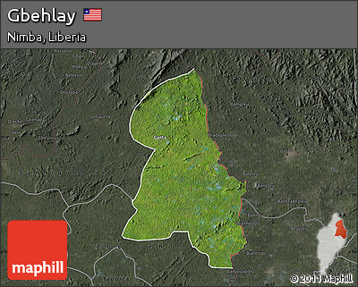 Satellite Map of Gbehlay, darken, semi-desaturated