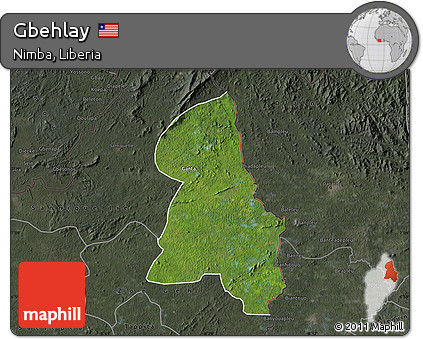 Satellite Map of Gbehlay, darken, semi-desaturated