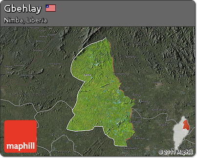 Satellite Map of Gbehlay, darken, semi-desaturated