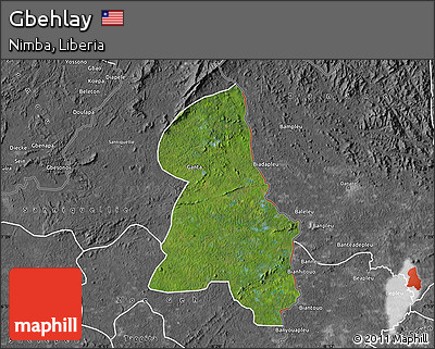 Satellite Map of Gbehlay, desaturated