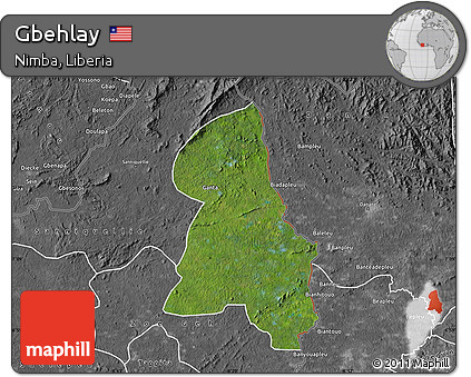 Satellite Map of Gbehlay, desaturated