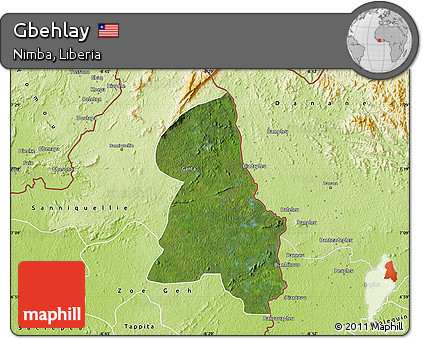 Satellite Map of Gbehlay, physical outside