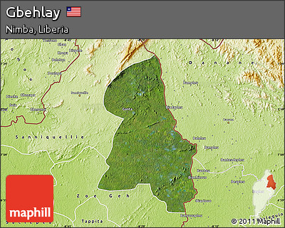 Satellite Map of Gbehlay, physical outside