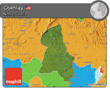 Satellite Map of Gbehlay, political outside