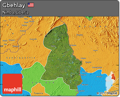 Satellite Map of Gbehlay, political outside