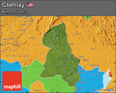 Satellite Map of Gbehlay, political outside