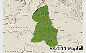 Satellite Map of Gbehlay, shaded relief outside