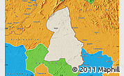 Shaded Relief Map of Gbehlay, political outside