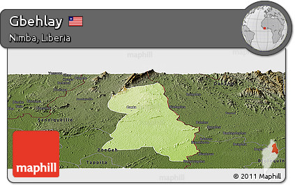 Physical Panoramic Map of Gbehlay, darken