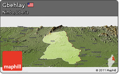 Physical Panoramic Map of Gbehlay, darken